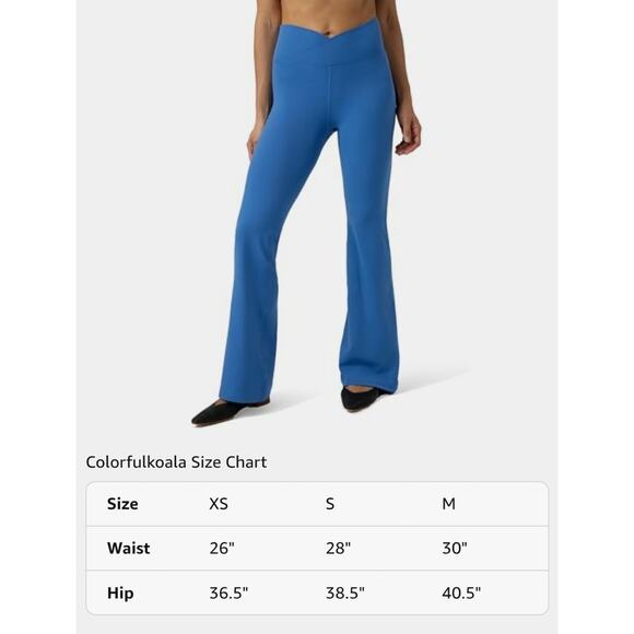 Colorfulkoala Leggings Women SZ S Blue Crossover Flare High Waist Tummy Control - Picture 7 of 8